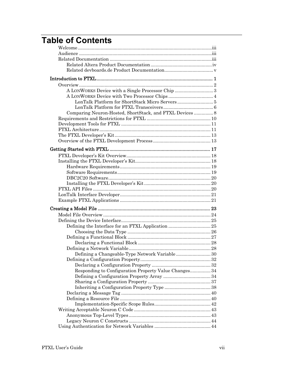 Echelon FTXL User Manual | Page 7 / 261