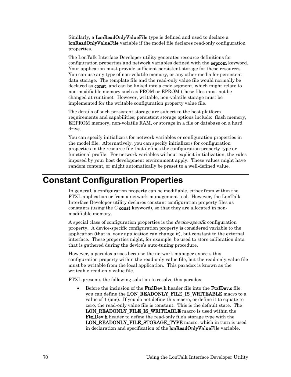 Constant configuration properties | Echelon FTXL User Manual | Page 82 / 261