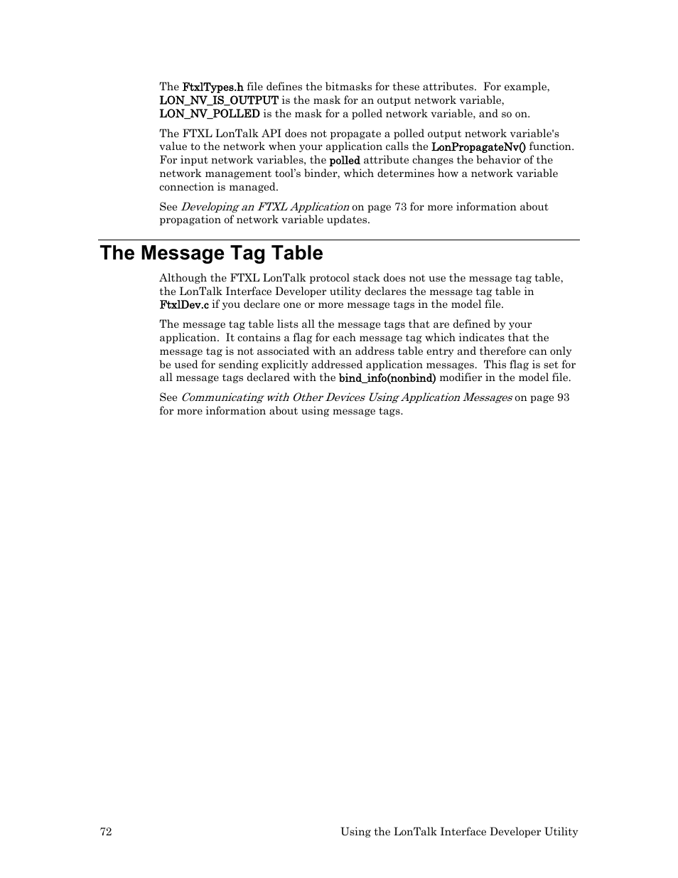 The message tag table | Echelon FTXL User Manual | Page 84 / 261