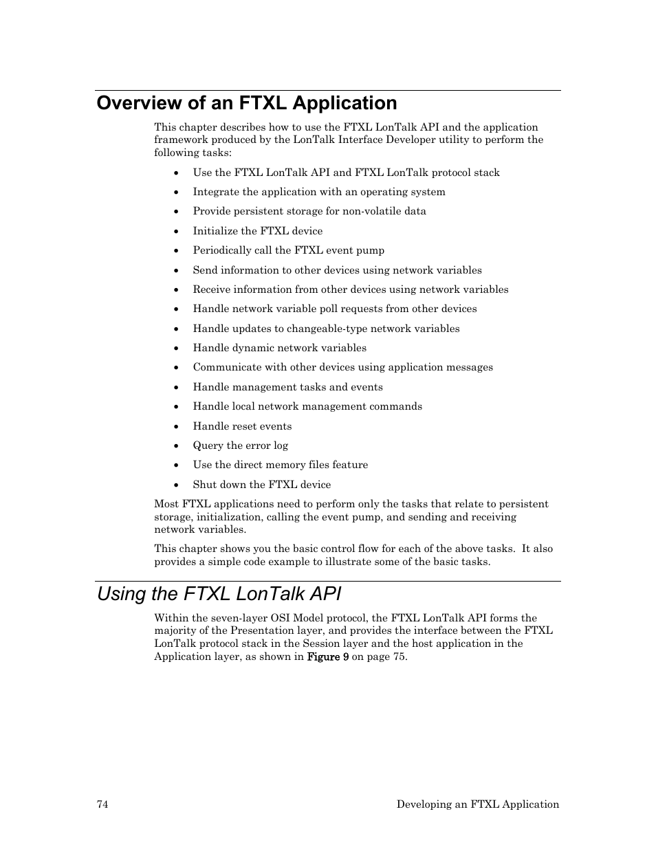 Overview of an ftxl application, Using the ftxl lontalk api | Echelon FTXL User Manual | Page 86 / 261