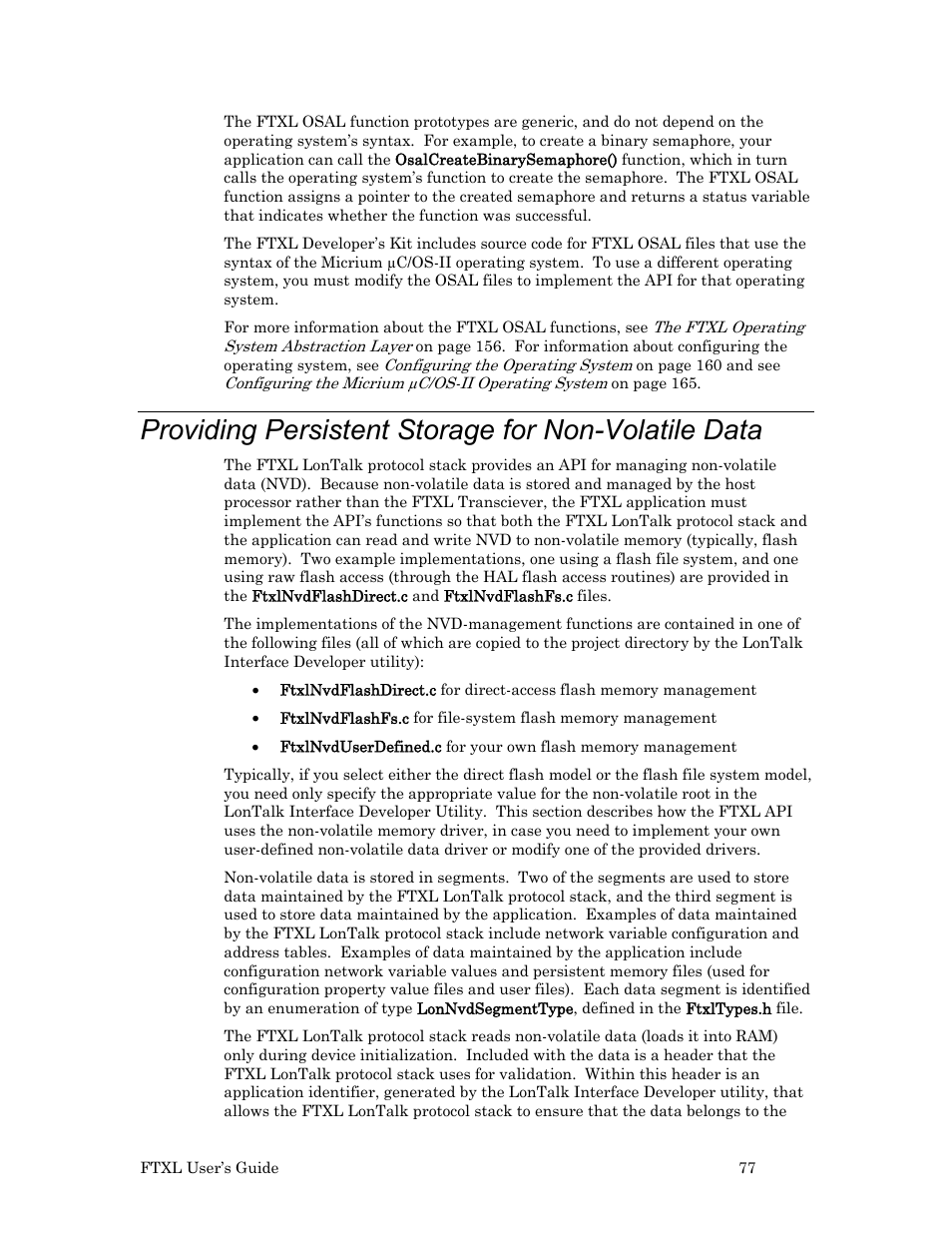 Providing persistent storage for non-volatile data, Providing, Persistent storage | Or non-volatile, Data | Echelon FTXL User Manual | Page 89 / 261