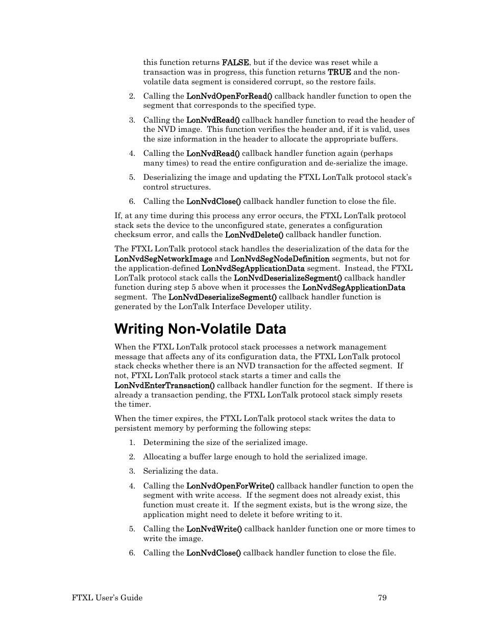 Writing non-volatile data | Echelon FTXL User Manual | Page 91 / 261