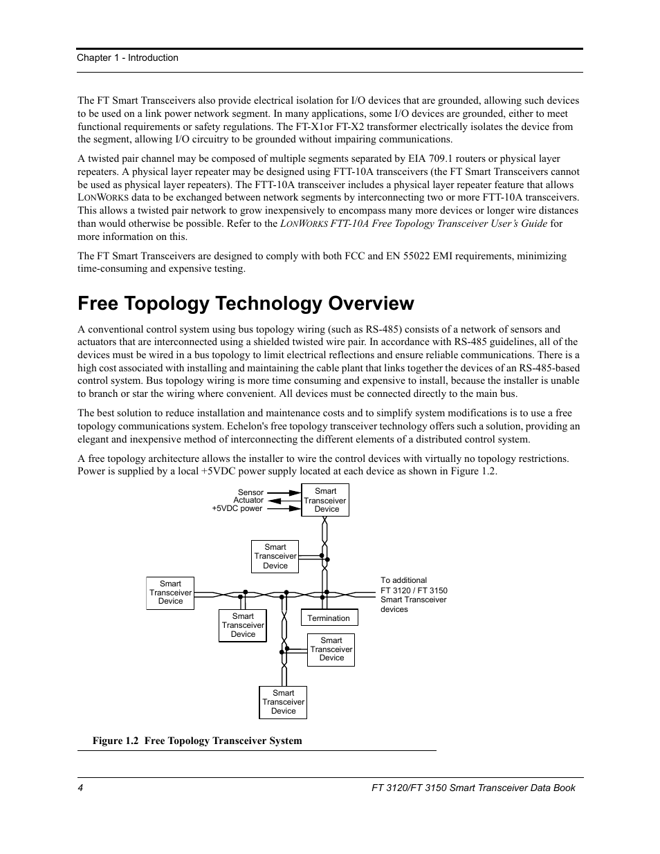 Free topology technology overview | Echelon FT 3150 Smart Transceiver User Manual | Page 10 / 157