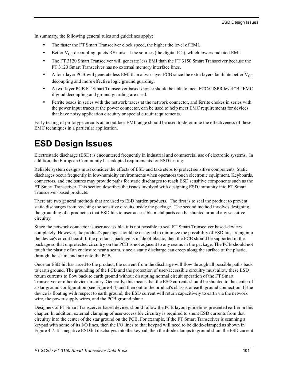 Esd design issues | Echelon FT 3150 Smart Transceiver User Manual | Page 107 / 157