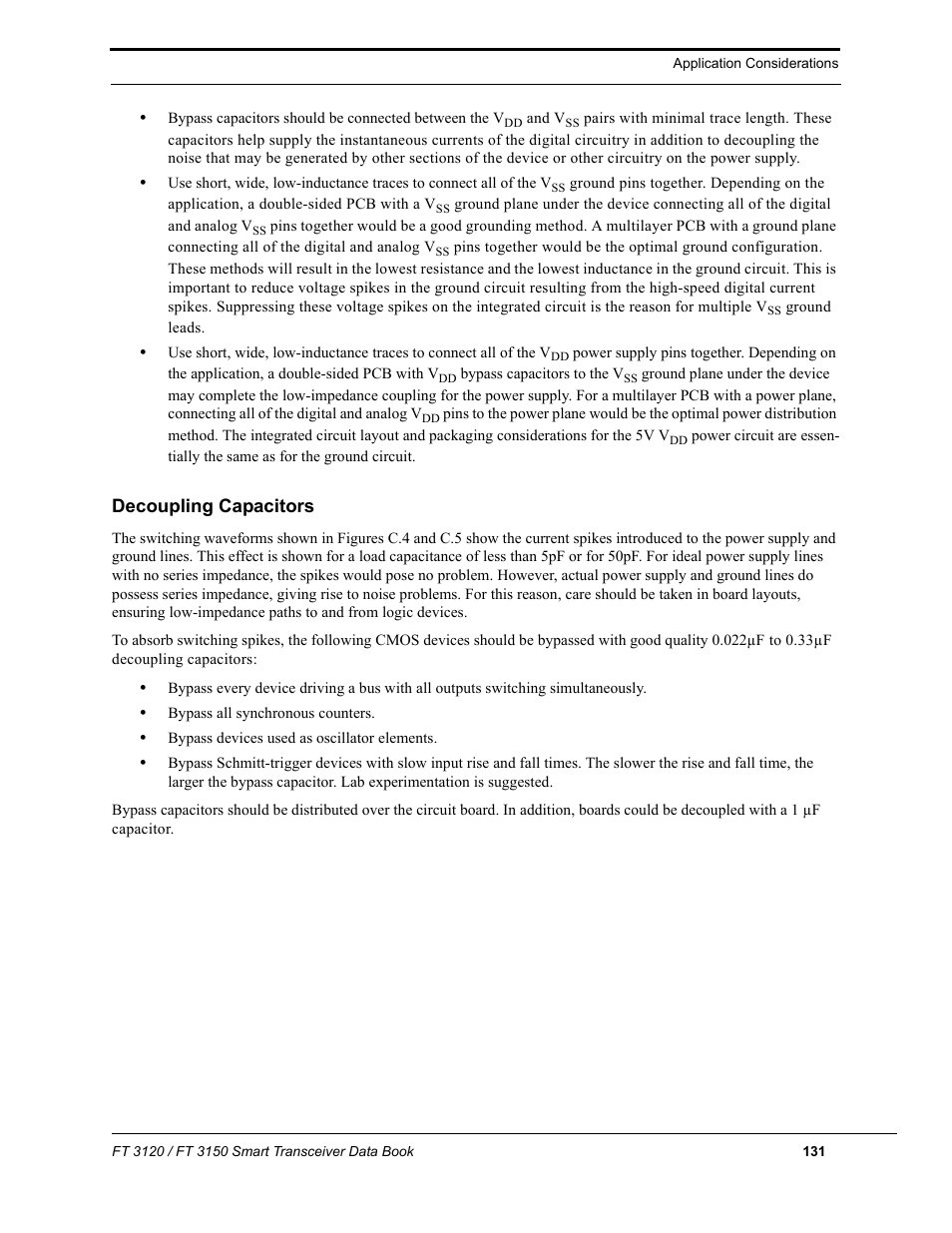 Decoupling capacitors | Echelon FT 3150 Smart Transceiver User Manual | Page 137 / 157