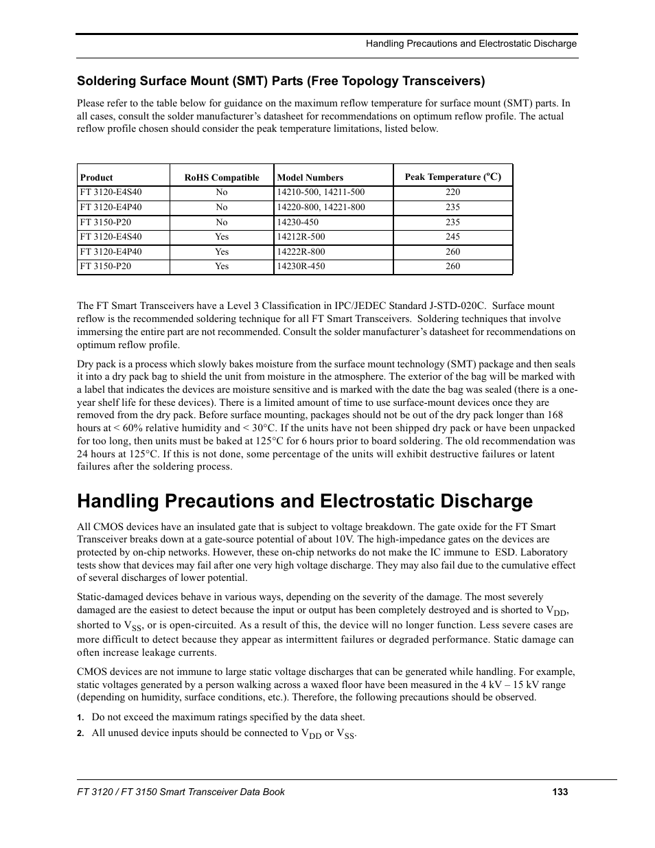 Handling precautions and electrostatic discharge | Echelon FT 3150 Smart Transceiver User Manual | Page 139 / 157