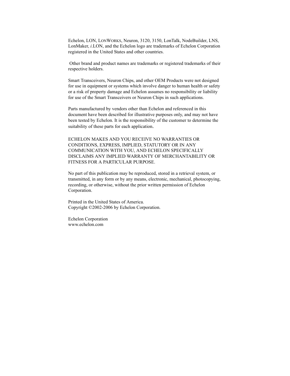 Echelon FT 3150 Smart Transceiver User Manual | Page 2 / 157