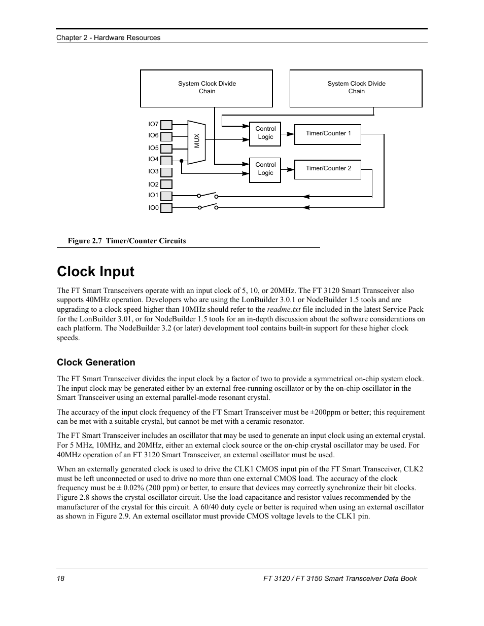 Clock input, Clock generation | Echelon FT 3150 Smart Transceiver User Manual | Page 24 / 157