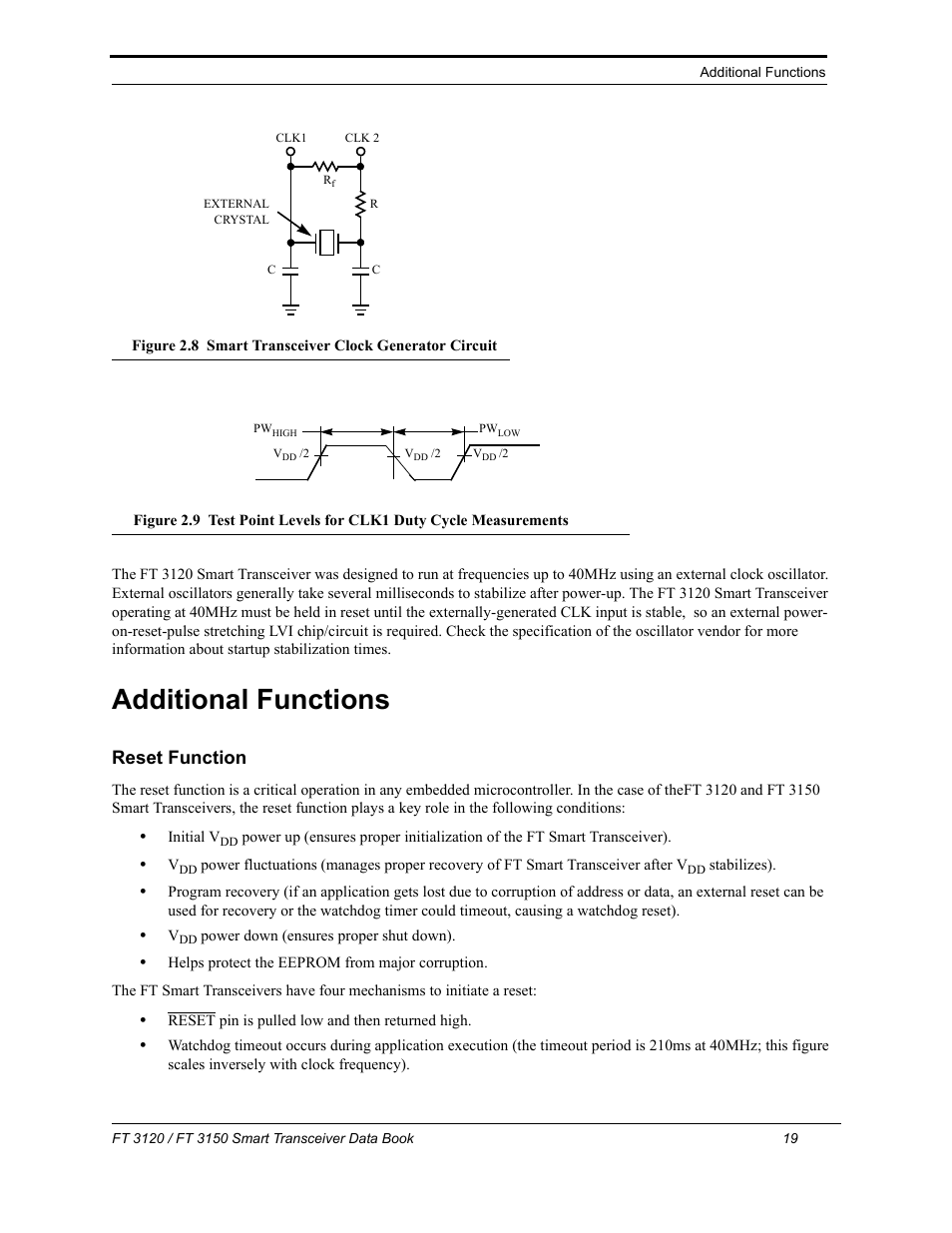 Additional functions, Reset function | Echelon FT 3150 Smart Transceiver User Manual | Page 25 / 157