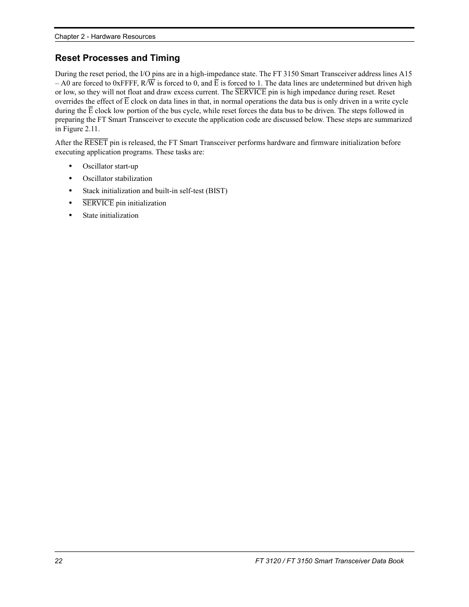 Reset processes and timing | Echelon FT 3150 Smart Transceiver User Manual | Page 28 / 157