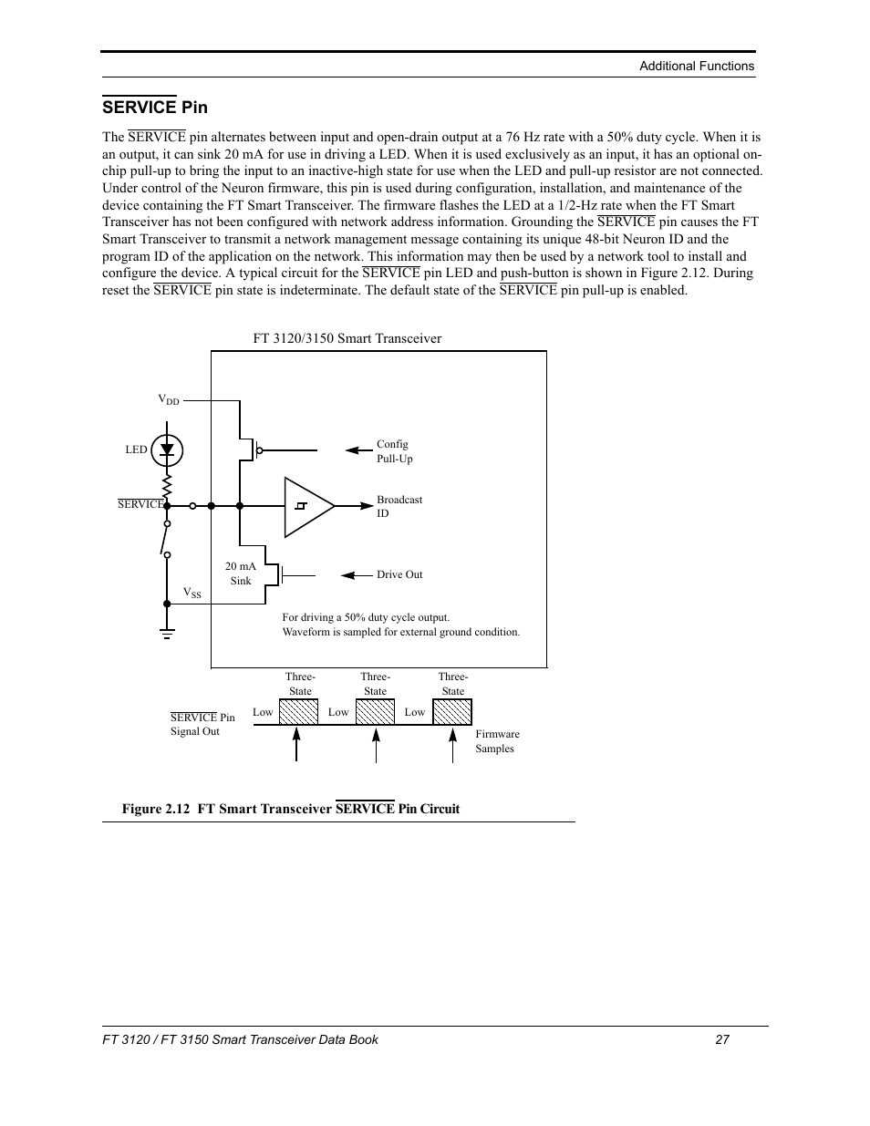 Service pin, Service | Echelon FT 3150 Smart Transceiver User Manual | Page 33 / 157