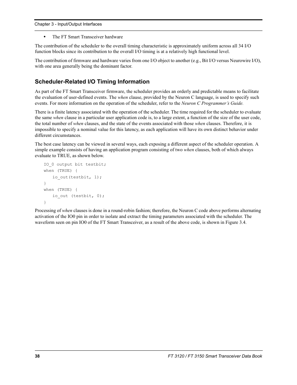 Scheduler-related i/o timing information | Echelon FT 3150 Smart Transceiver User Manual | Page 44 / 157