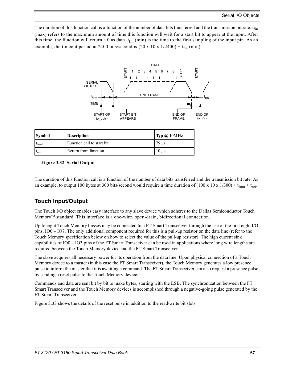 Touch input/output | Echelon FT 3150 Smart Transceiver User Manual | Page 73 / 157