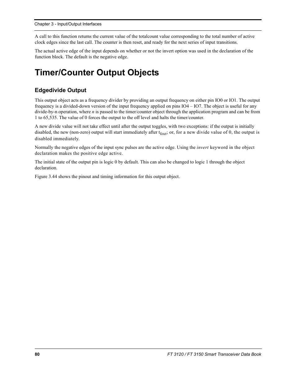 Timer/counter output objects, Edgedivide output | Echelon FT 3150 Smart Transceiver User Manual | Page 86 / 157