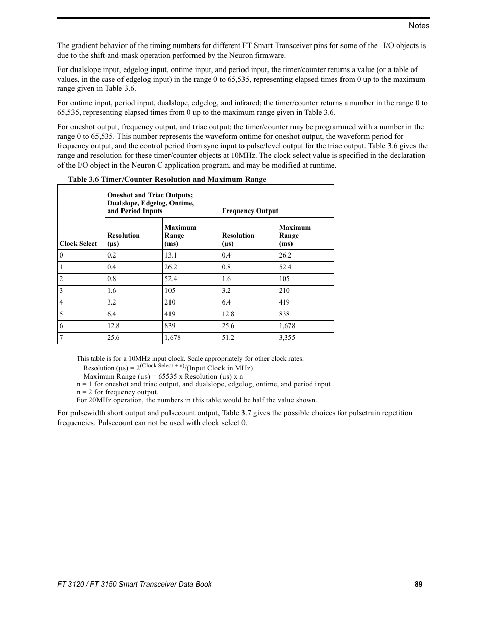 Table 3.6 in sectio, T is asserted. table 3.6 sho | Echelon FT 3150 Smart Transceiver User Manual | Page 95 / 157