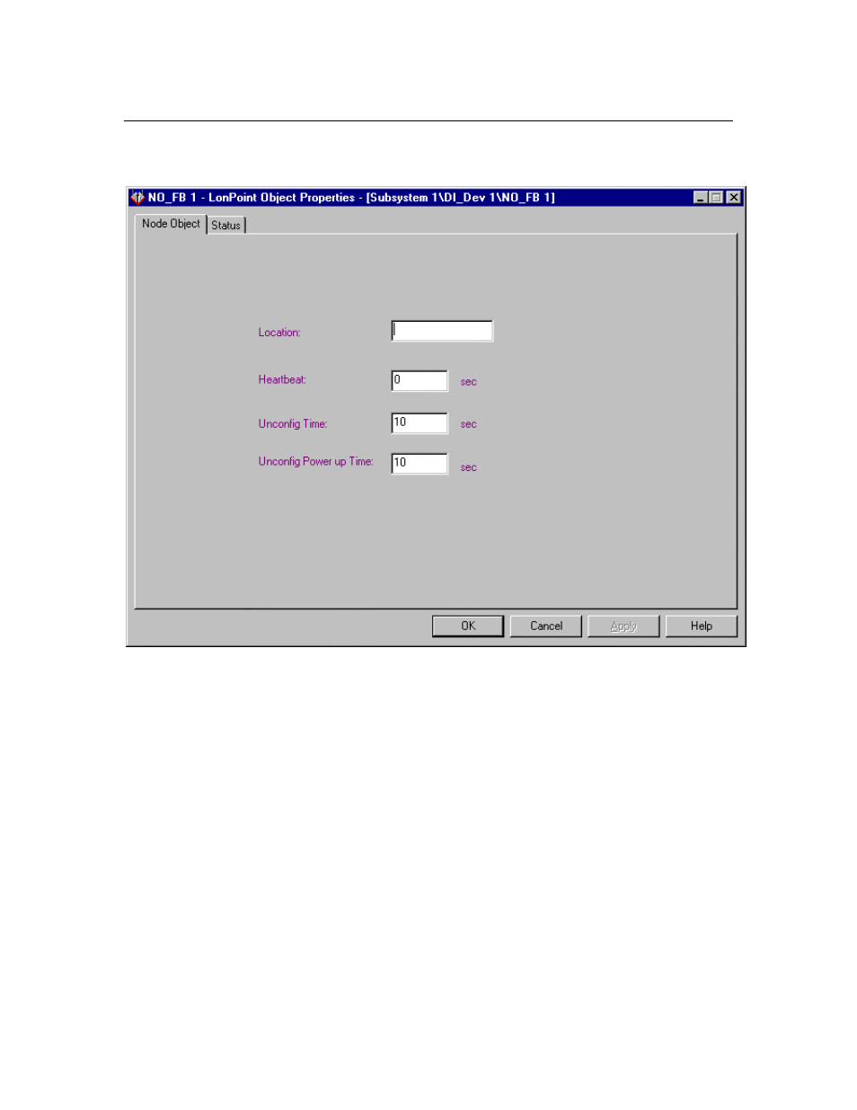 Node object window: node object | Echelon LonPoint Application and Plug-In User Manual | Page 190 / 191