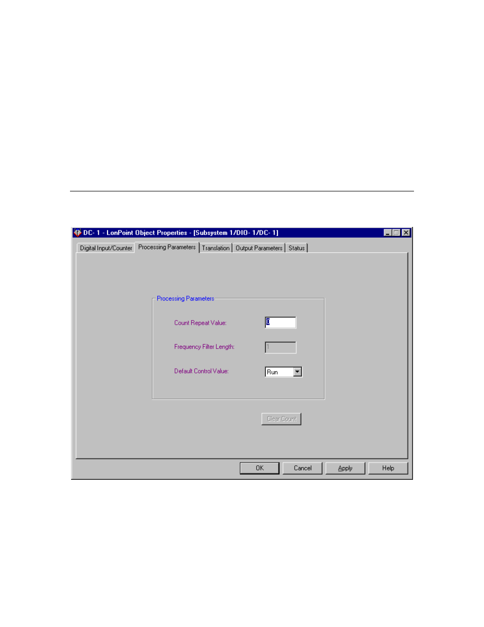 Processing parameters | Echelon LonPoint Application and Plug-In User Manual | Page 35 / 191