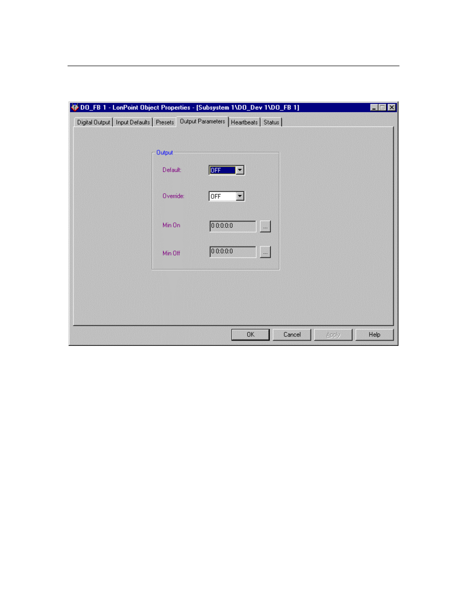 Output parameters | Echelon LonPoint Application and Plug-In User Manual | Page 46 / 191