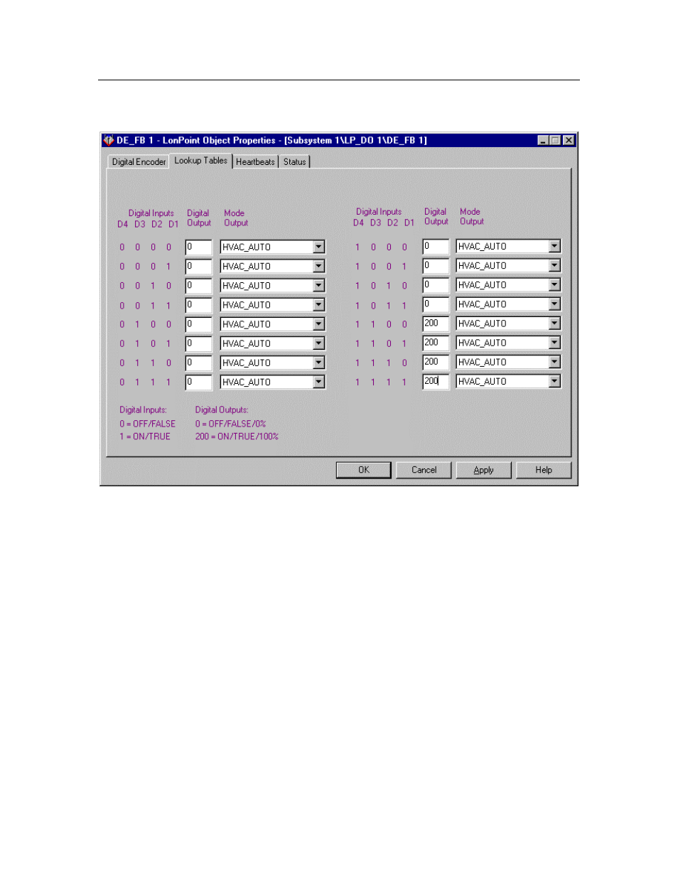 Lookup tables | Echelon LonPoint Application and Plug-In User Manual | Page 52 / 191