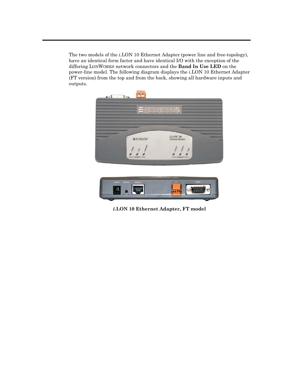 I.lon 10 ethernet adapter i/o, I .lon 10 ethernet adapter i/o -2, I .lon 10 ethernet adapter i/o | Echelon i.LON 10 Ethernet Adapter User Manual | Page 12 / 82