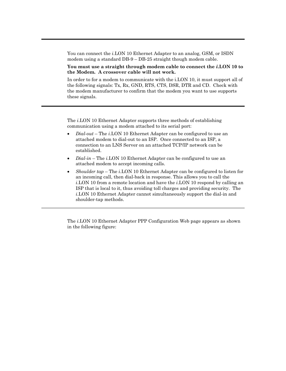 Configuring the i.lon 10 ethernet adapter for ppp, Configuring the i .lon 10 ethernet adapter for ppp | Echelon i.LON 10 Ethernet Adapter User Manual | Page 26 / 82