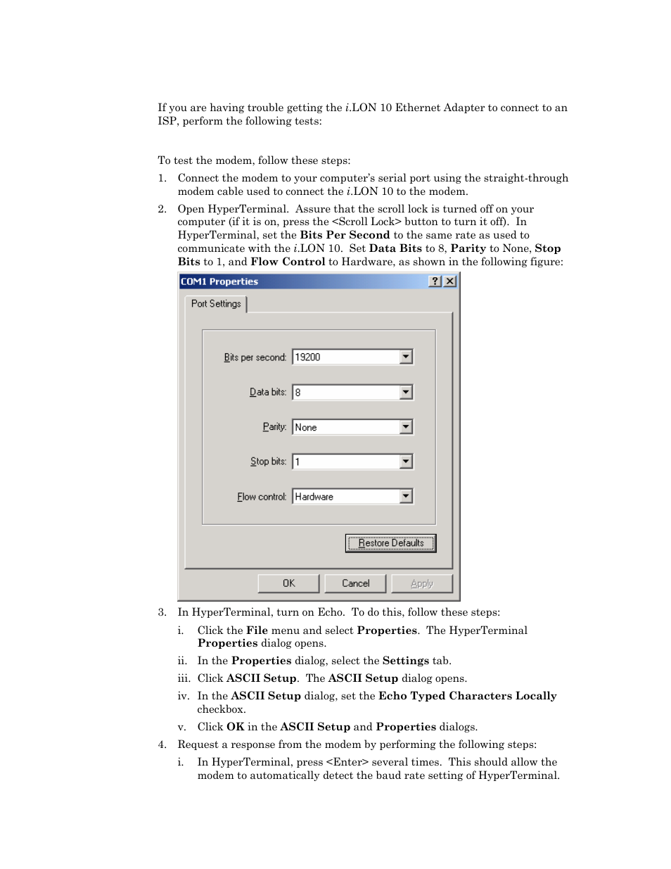 Troubleshooting dial-out problems | Echelon i.LON 10 Ethernet Adapter User Manual | Page 31 / 82