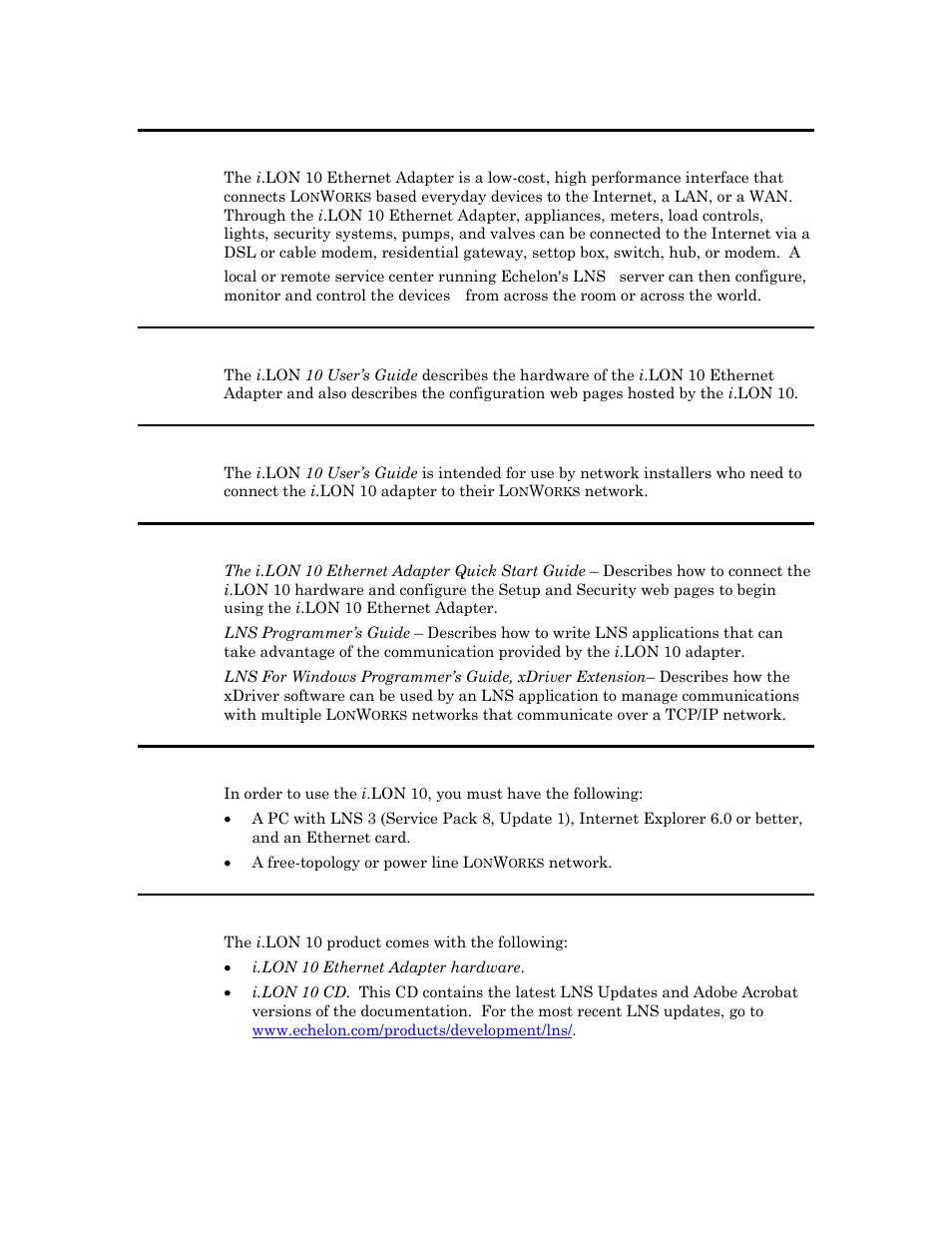 Echelon i.LON 10 Ethernet Adapter User Manual | Page 4 / 82