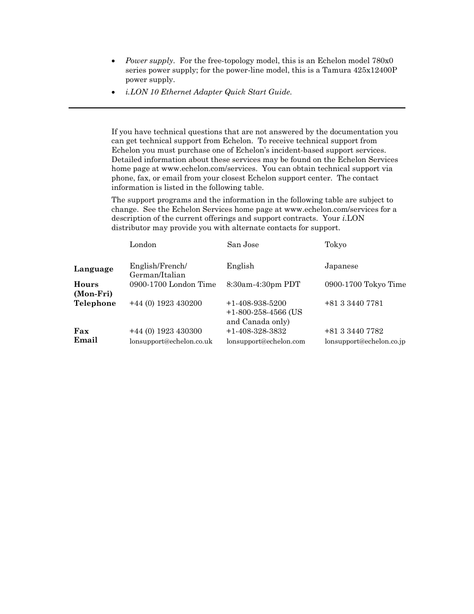 For more information and technical support | Echelon i.LON 10 Ethernet Adapter User Manual | Page 5 / 82