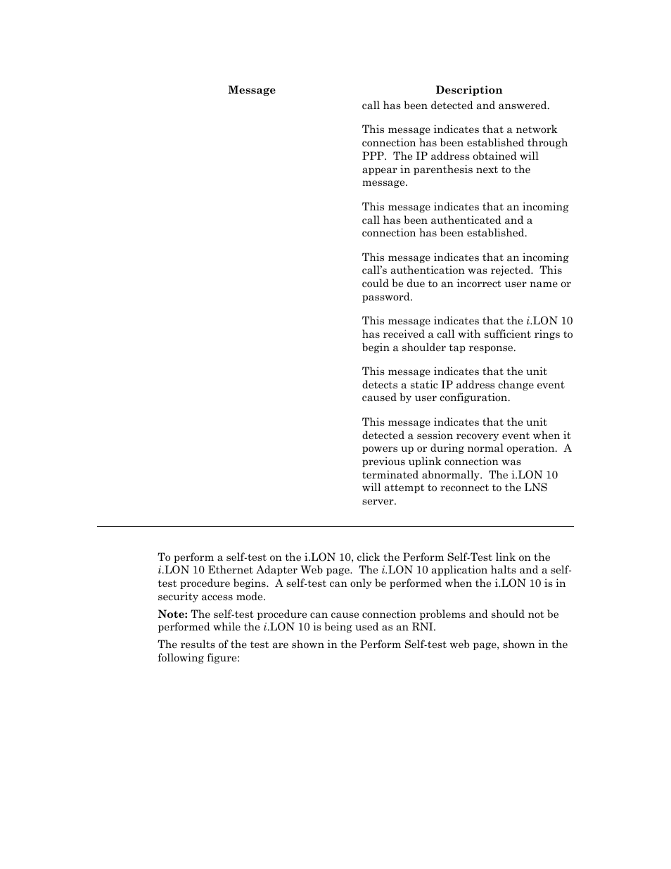 In performing a self-test, Performing a self-test | Echelon i.LON 10 Ethernet Adapter User Manual | Page 65 / 82