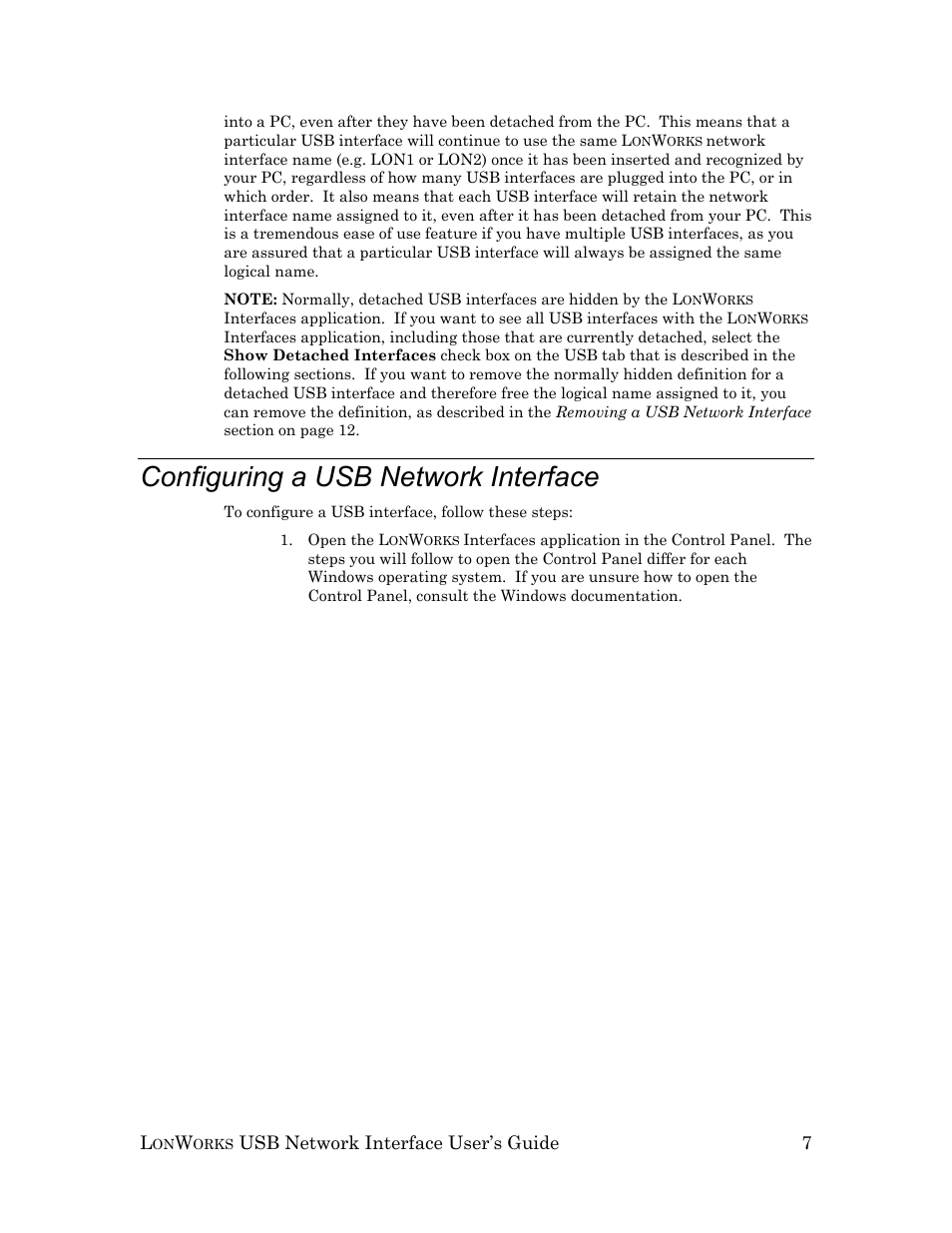 Configuring a usb network interface | Echelon LonWorks USB Network Interface User Manual | Page 13 / 27