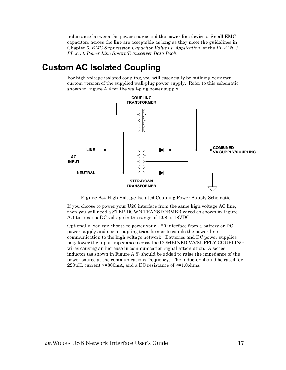 Custom ac isolated coupling | Echelon LonWorks USB Network Interface User Manual | Page 23 / 27