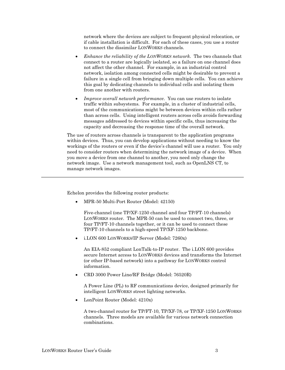 Lonworks router products, Router products, Orks | Echelon LonWorks Router User Manual | Page 13 / 129