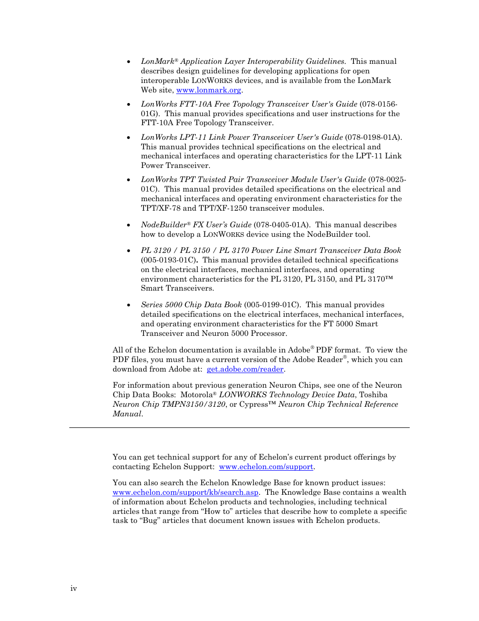 Getting support | Echelon LonWorks Router User Manual | Page 4 / 129