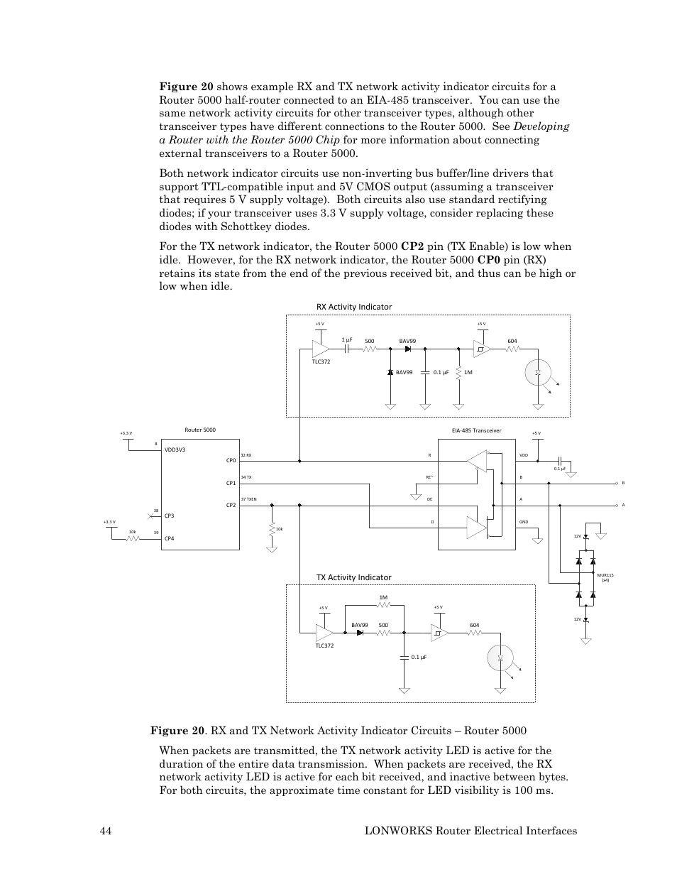 Rx activity indicator tx activity indicator | Echelon LonWorks Router User Manual | Page 54 / 129