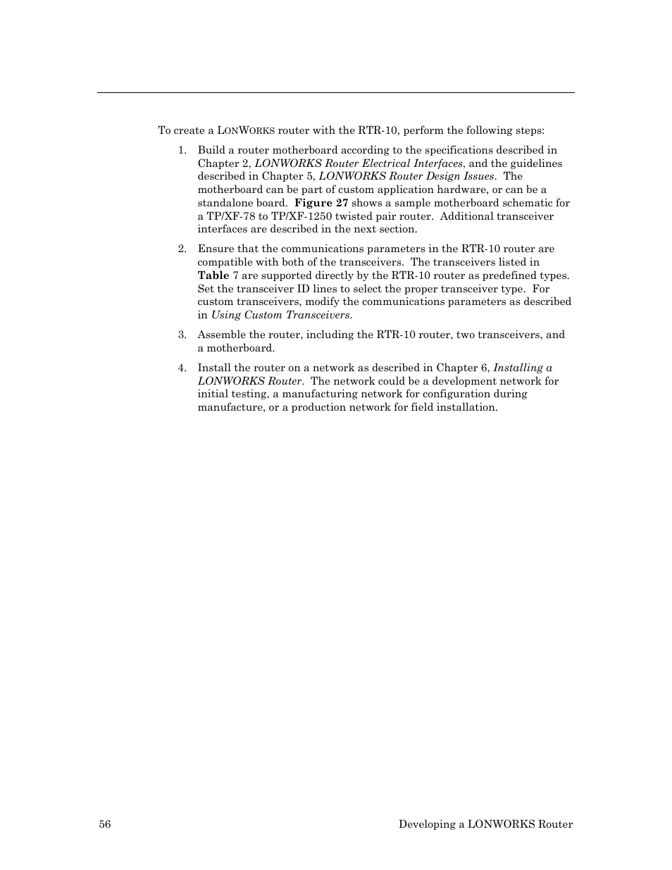 Developing a router with the rtr-10 module | Echelon LonWorks Router User Manual | Page 66 / 129