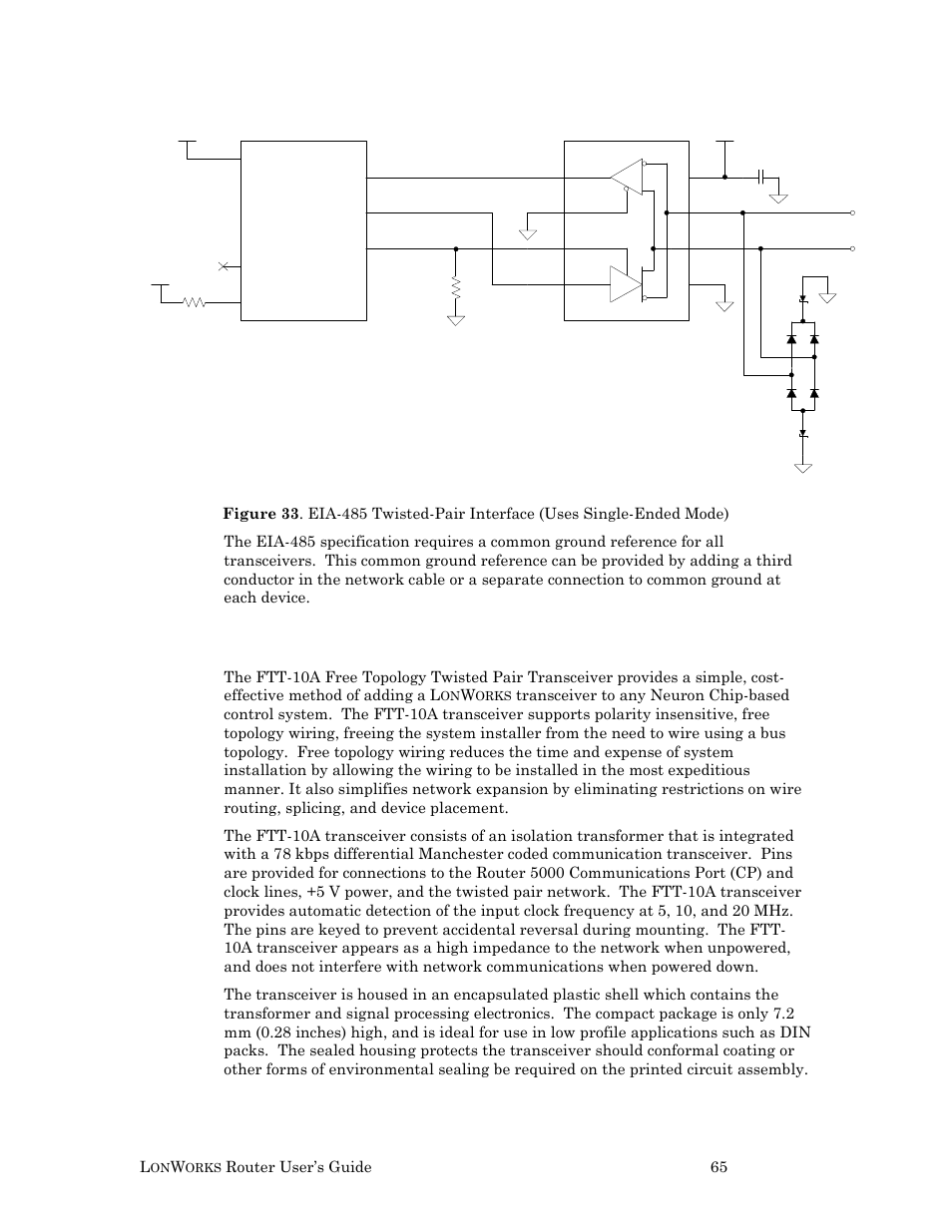 Using an ftt-10a transceiver, Router user’s guide 65 | Echelon LonWorks Router User Manual | Page 75 / 129
