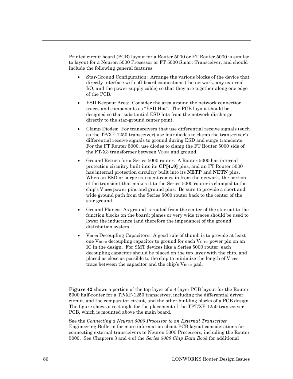 Pcb layout guidelines, Router 5000 | Echelon LonWorks Router User Manual | Page 96 / 129