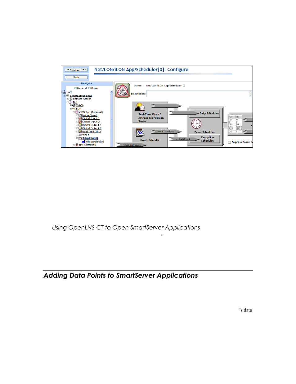 Adding data points to smartserver applications, Using openlns ct to open smartserver applications, Add data points to smartserver applications | Echelon SmartServer 2.2 User Manual | Page 137 / 560