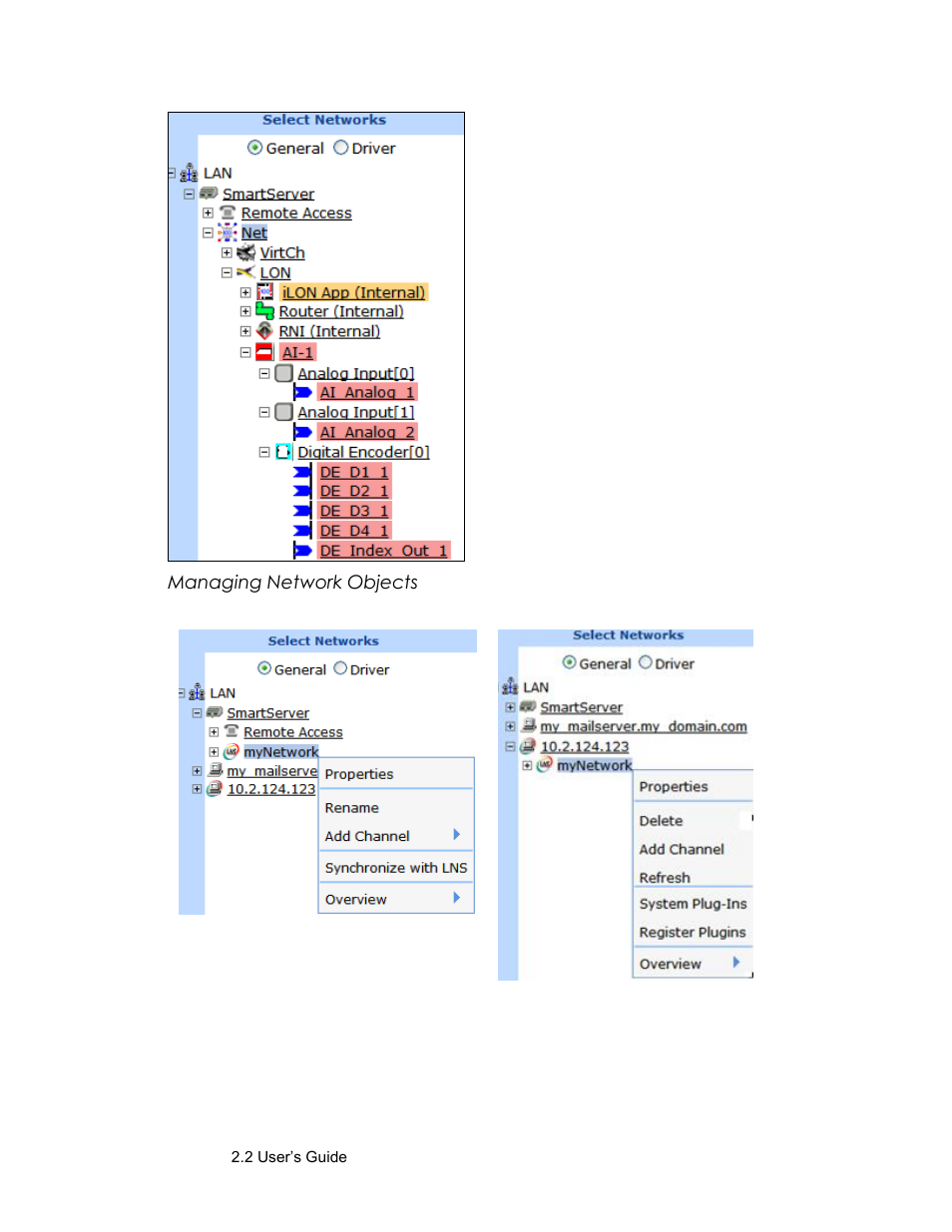 Managing network objects | Echelon SmartServer 2.2 User Manual | Page 144 / 560