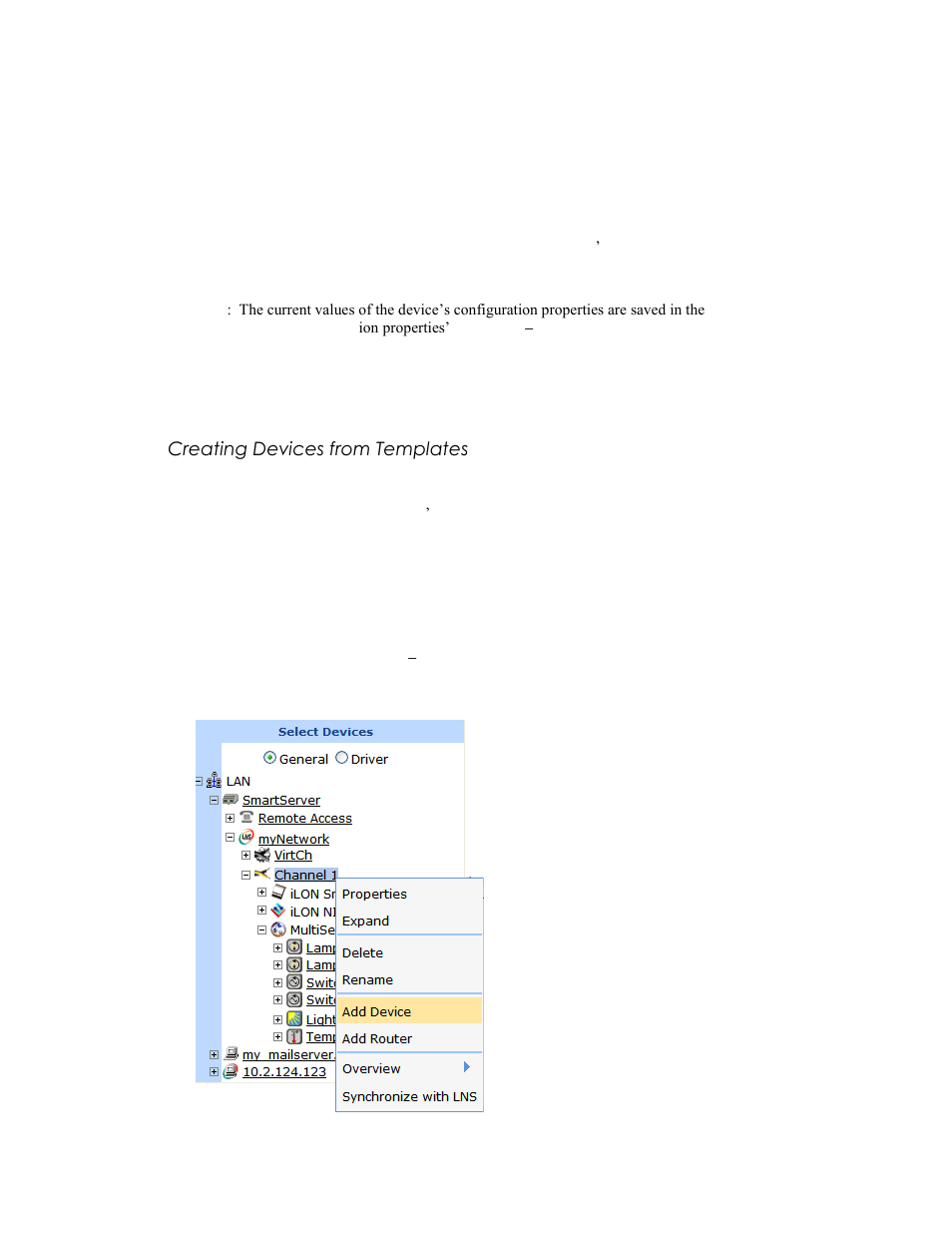 Creating devices from templates, Create devices from templates | Echelon SmartServer 2.2 User Manual | Page 163 / 560