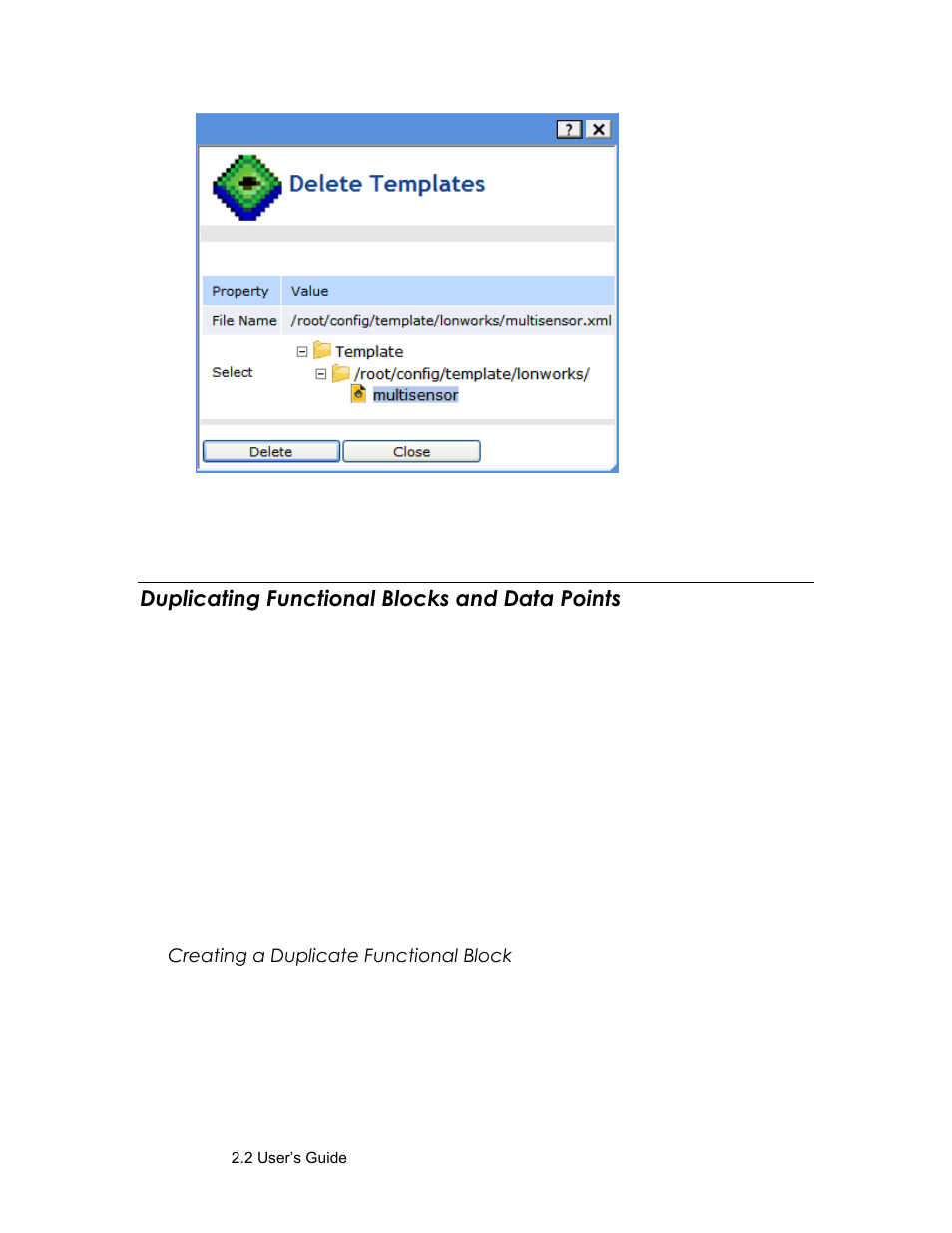 Duplicating functional blocks and data points, Creating a duplicate functional block, Duplicate functional blocks and data points | Echelon SmartServer 2.2 User Manual | Page 170 / 560