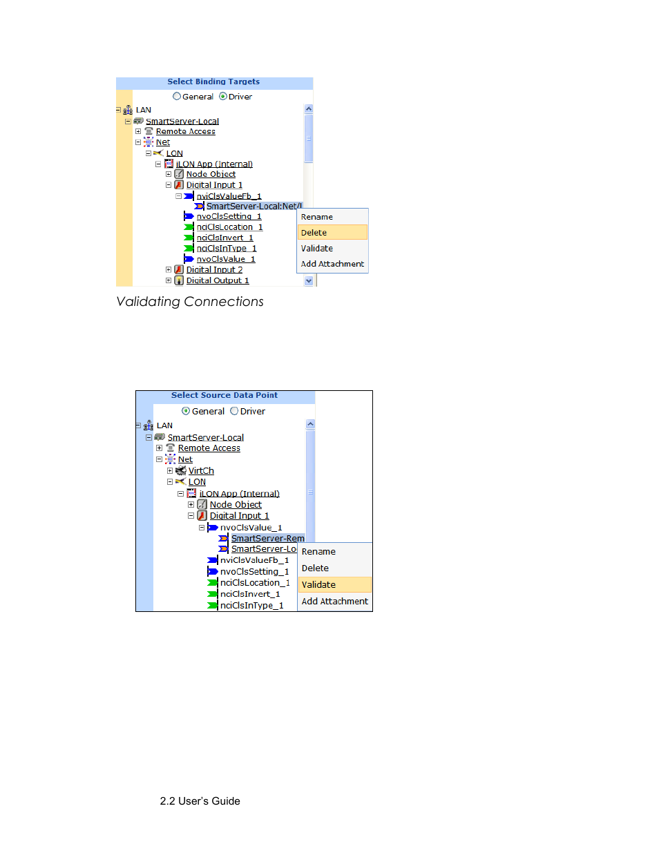 Validating connections | Echelon SmartServer 2.2 User Manual | Page 182 / 560