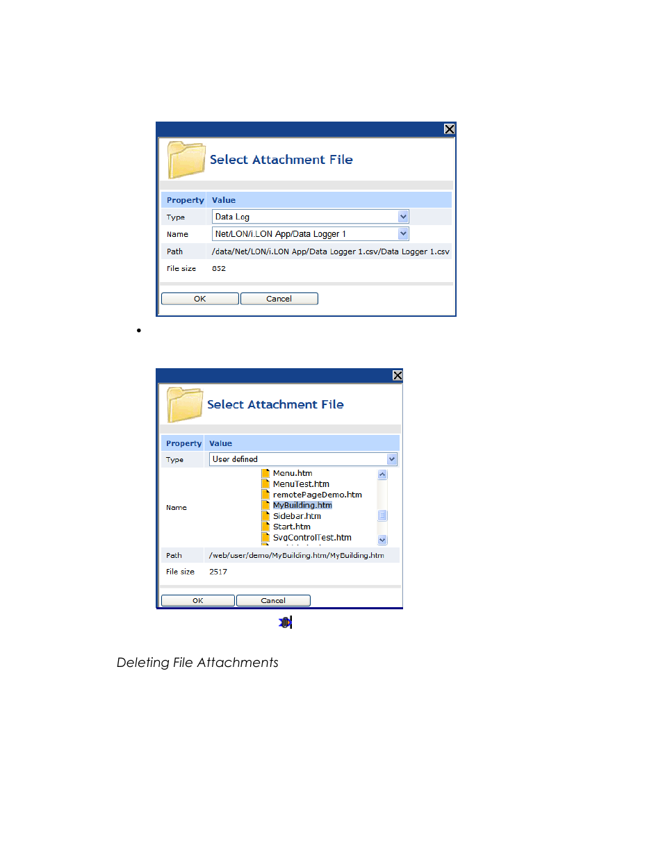 Deleting file attachments | Echelon SmartServer 2.2 User Manual | Page 185 / 560
