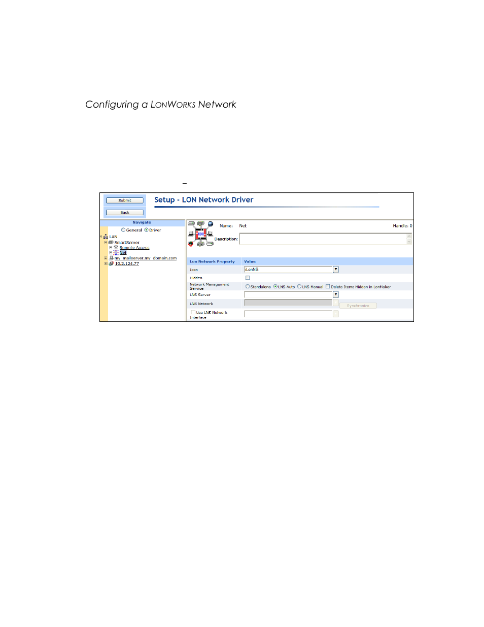 Configuring a lonworks network, Configuring a l, Orks | Network, See configuring a lonworks, Network i | Echelon SmartServer 2.2 User Manual | Page 203 / 560