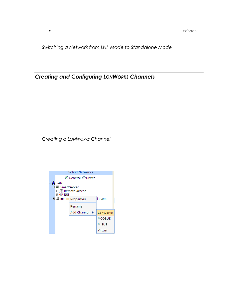 Creating and configuring lonworks channels, Creating and configuring l, Orks | Channels, Creating a l, Channel, See creating and configuring | Echelon SmartServer 2.2 User Manual | Page 225 / 560