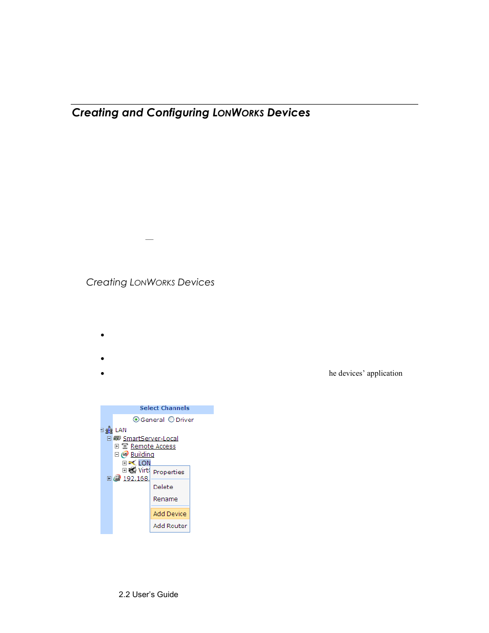 Creating and configuring lonworks devices, Creating lonworks devices, Creating and configuring l | Orks, Devices, Creating l, See creating and configuring l | Echelon SmartServer 2.2 User Manual | Page 230 / 560