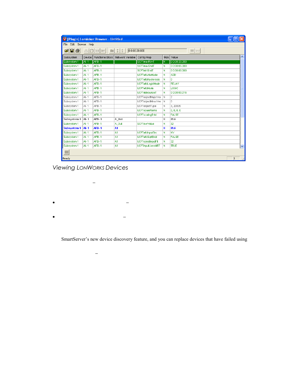 Viewing lonworks devices, Viewing l, Orks | Devices | Echelon SmartServer 2.2 User Manual | Page 241 / 560