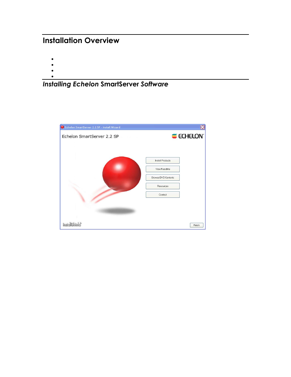 Installation overview, Installing echelon smartserver software | Echelon SmartServer 2.2 User Manual | Page 25 / 560