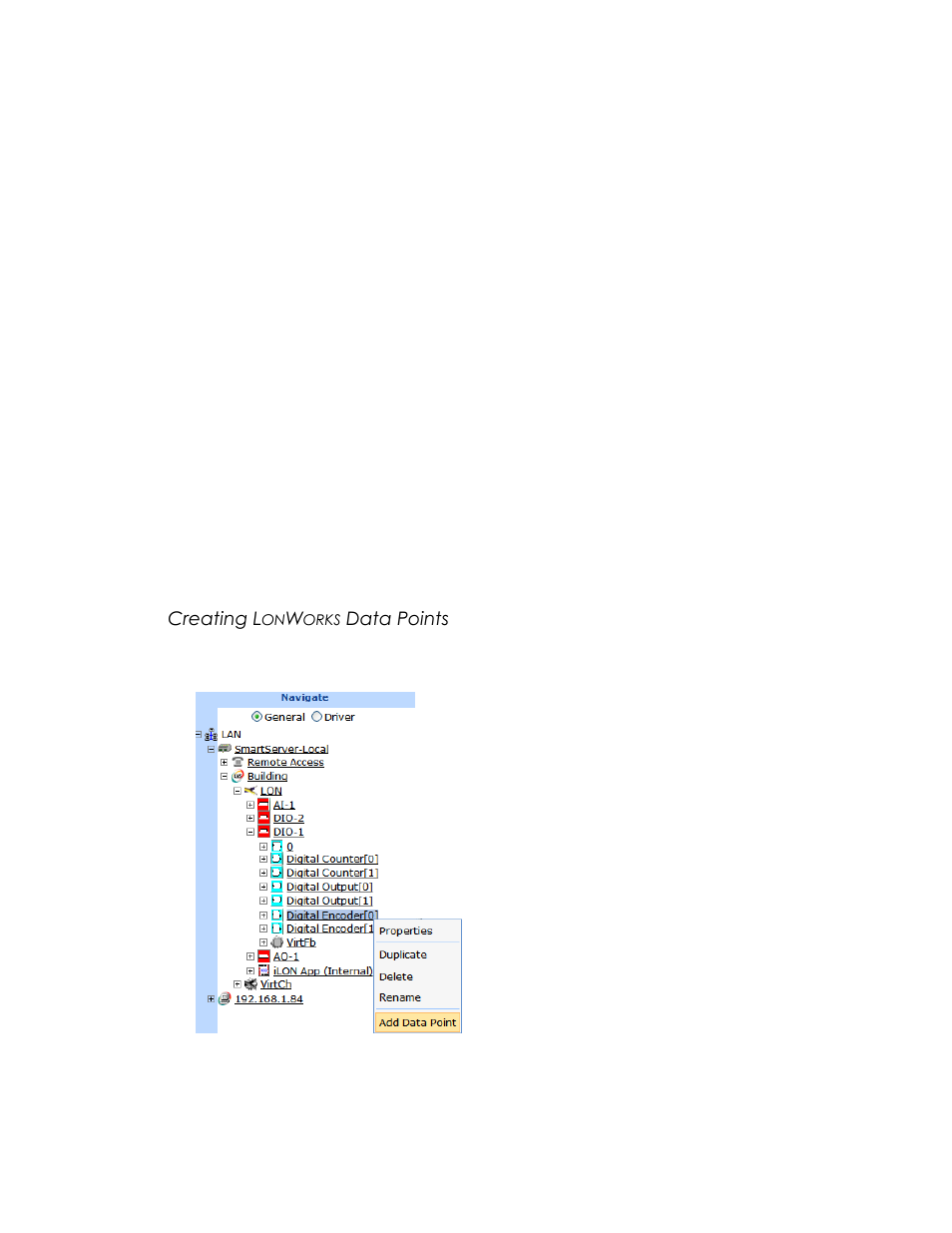 Creating lonworks data points, Creating l, Orks | Data points | Echelon SmartServer 2.2 User Manual | Page 257 / 560