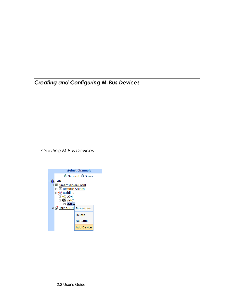 Creating and configuring m-bus devices, Creating m-bus devices | Echelon SmartServer 2.2 User Manual | Page 288 / 560